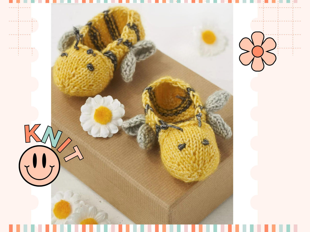 Baby Bumble Bee Booties Knitting Pattern