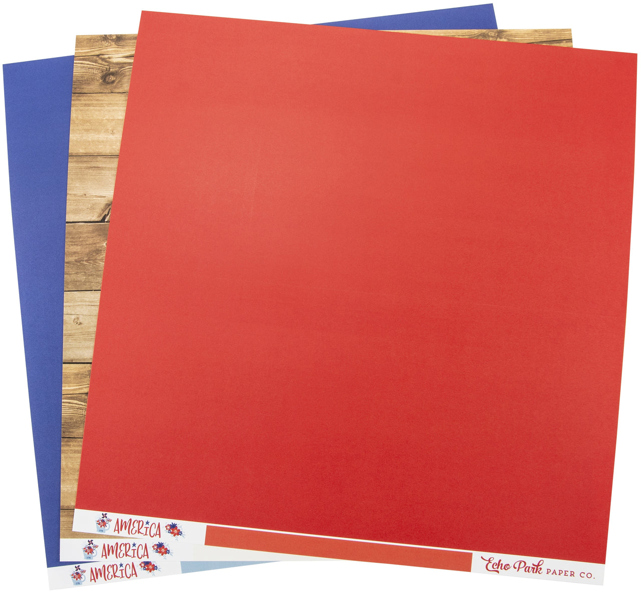 Echo Park Paper Echo Park Double-Sided Solid Cardstock 12"X12" 6/Pkg - America, 6 Colors