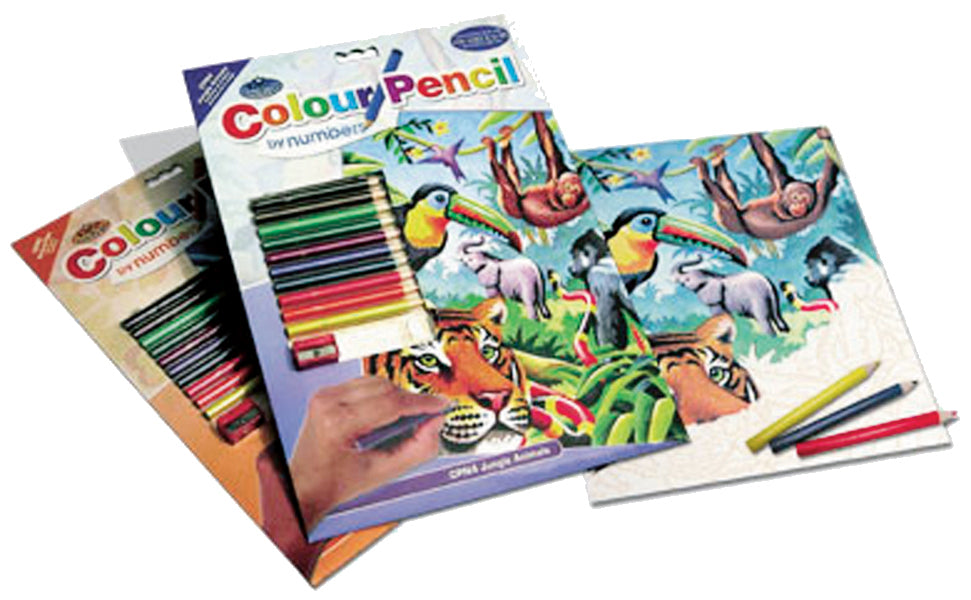 Royal Brush Color Pencil By Number Kit 8.75"X11.75" - Jungle Animals