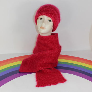 Mohair Rib Slouchy Beanie Hat & Scarf Set