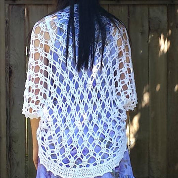 Geometric Open Lace Crochet Shrug