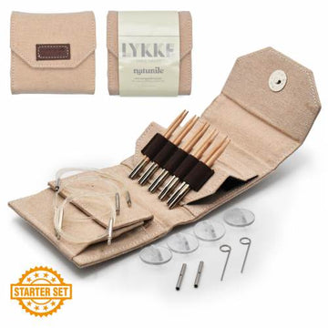 Lykke Naturale 3.5" Interchangeable Needles Starter Set in Beige Jute Color