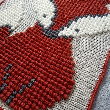 Baby Fox Bobble Stitch Blanket UK terminology by Melu Crochet