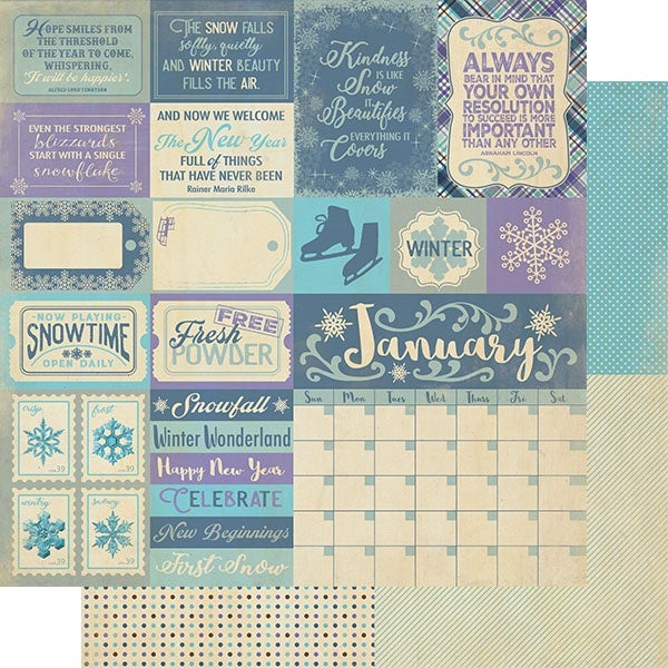 Authentique Paper Calendar Collection Double-Sided Cardstock 12"X12" 18/Pkg - January Sentiments