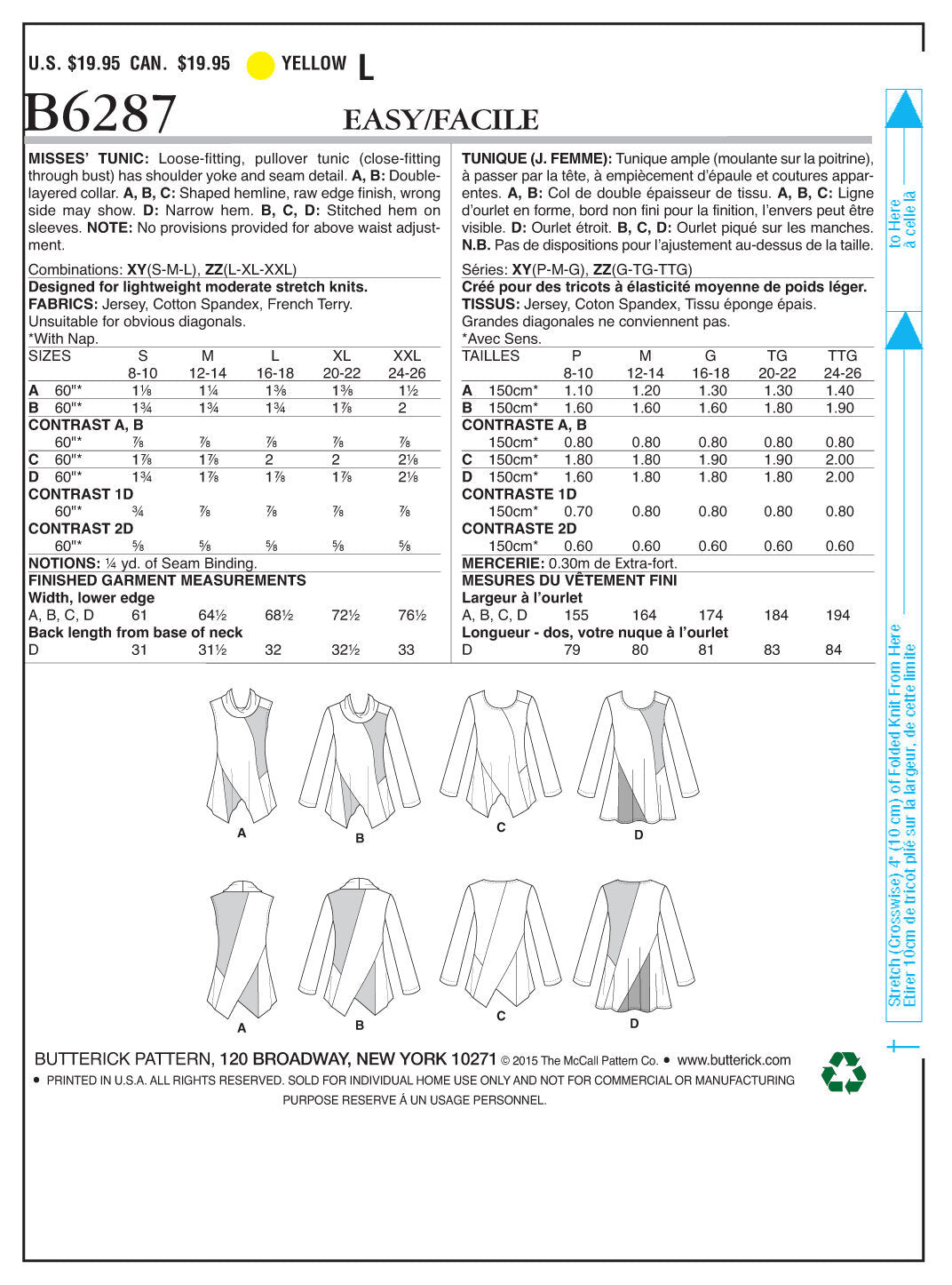 Butterick Misses' Tunic B6287 - Sewing Pattern