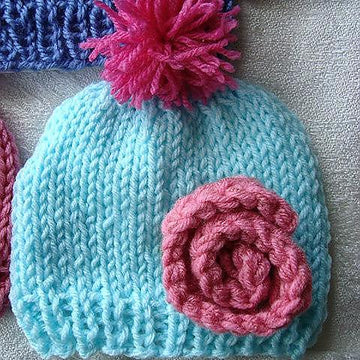 575 UNISEX KNITTED BEANIE HAT, and flower