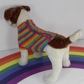 Small Dog Rainbow 4ply Back Button Up Coat