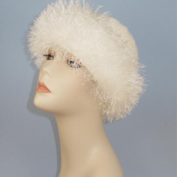 Faux Fur Trim Garter Stitch Beanie Hat