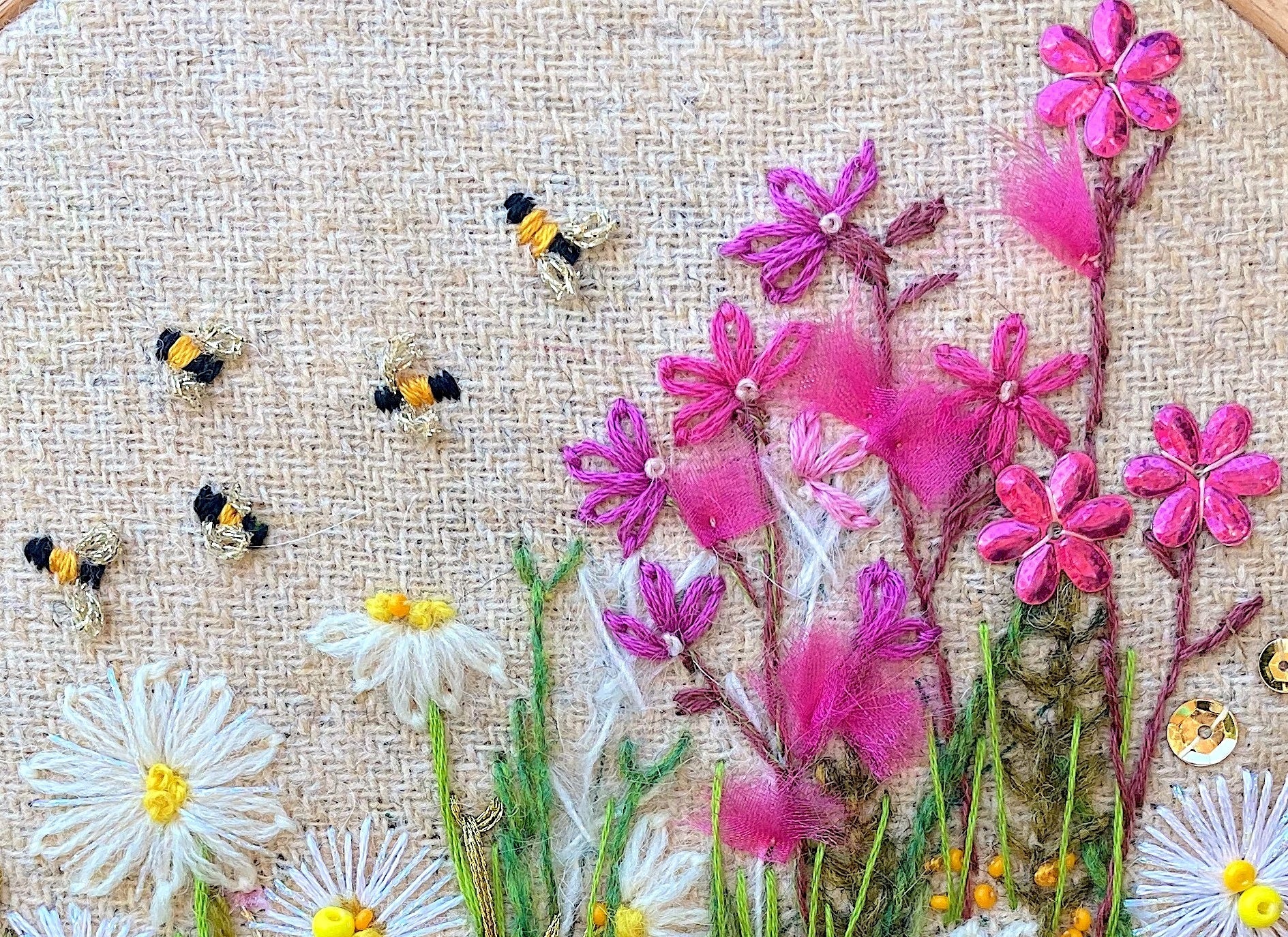 Rowandean Red Campion and Daisies Embroidery Kit