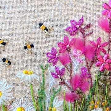 Rowandean Red Campion and Daisies Embroidery Kit