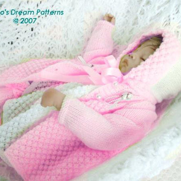 Knitting pattern baby dress, jacket, hat, booties and blanket #68