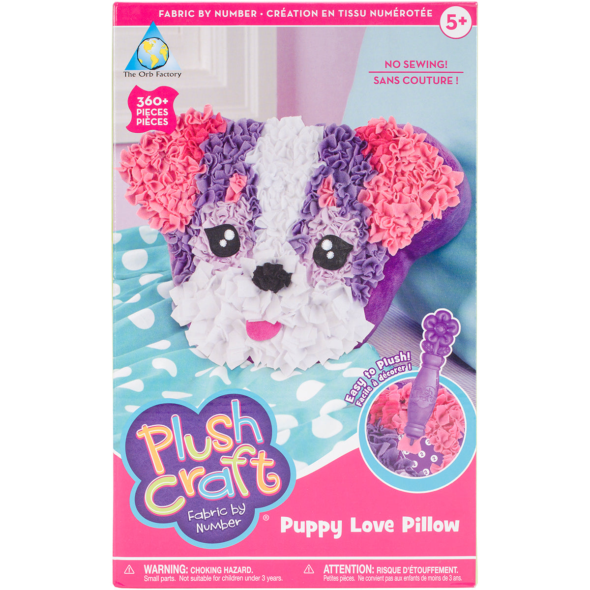 Orb Factory PlushCraft Fabric By Number Kit - Puppy Love Pillow