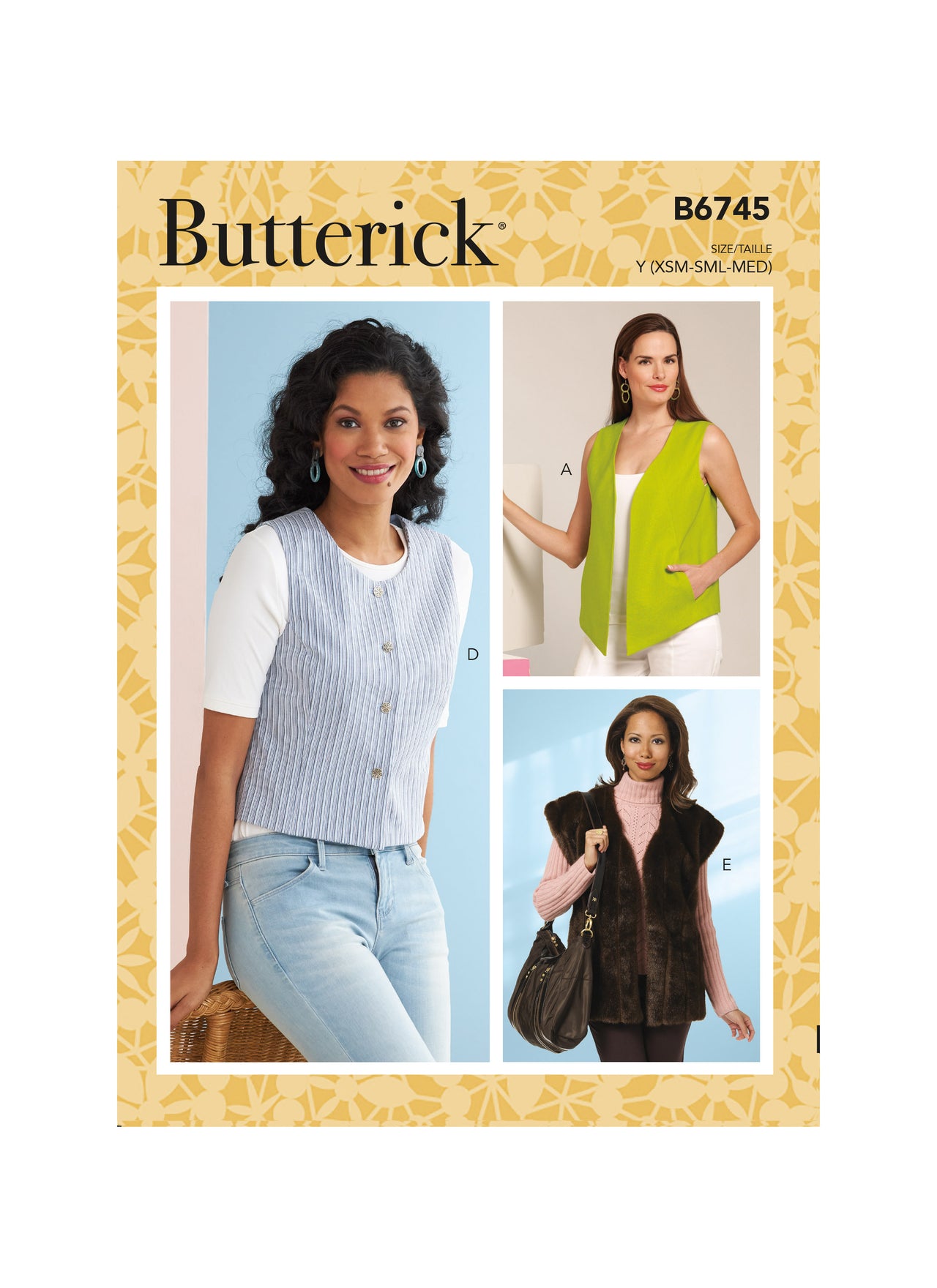 Butterick Misses' Vests in Five Styles B6745 - Sewing Pattern