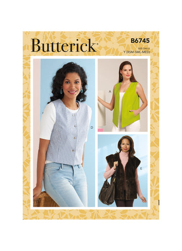 Butterick Misses' Vests in Five Styles B6745 - Sewing Pattern