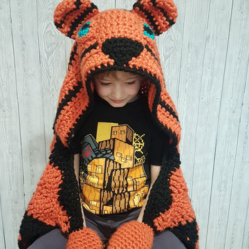 2in1 Safari Tiger Hooded Blanket