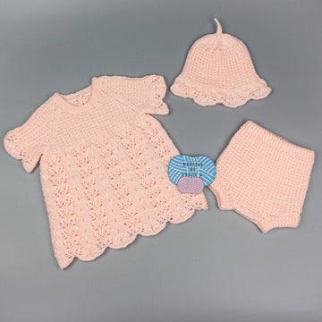 Gwen baby dress, pants & hat knitting pattern