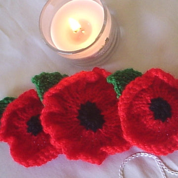 Fluted Poppies DK knitting pattern Remembrance Sunday Veterans day Armistice day