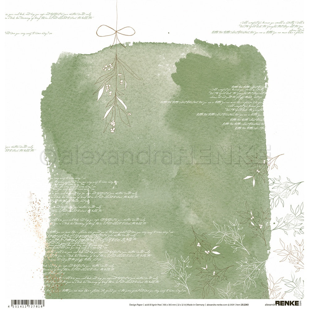 Alexandra Renke Abstract Design Paper 12"X12" 25/Pkg - Light Green Mistletoe Watercolors