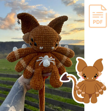 Little Web Monster | Crochet Pattern | Amigurumi Plush Spider Bat with Six Arms