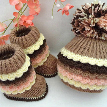 Knit Crochet PATTERN Baby Booties and Hat by Elena Mitchell