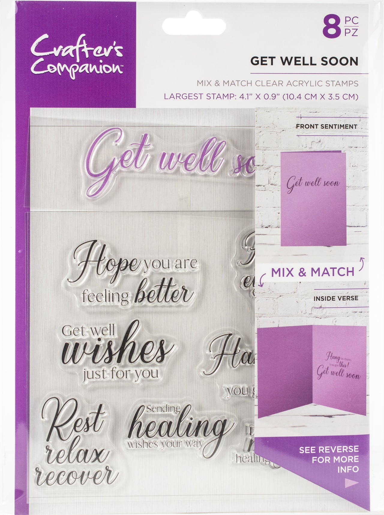 Crafter's Companion Mix & Match Clear Stamps - Get Well Soon