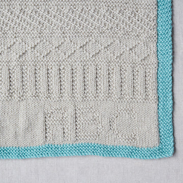 Gansey Style Baby Blanket & Monkey - in Debbie Bliss Cashmerino Aran & Baby Cashmerino