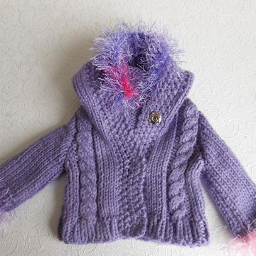 Faux Fur Hooded jacket, PDF Doll clothes knitting pattern, fits Amaerican Girl Doll and 18 inch dolls