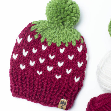 Strawberry Pompom Hat Chunky Baby Children Women