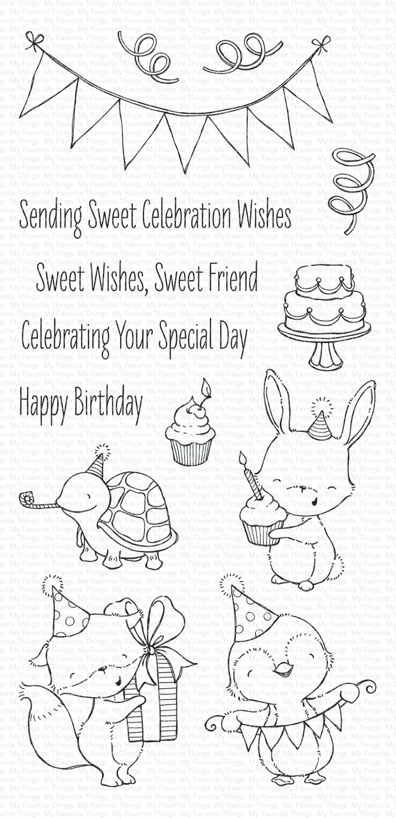 My Favorite Things Stacey Yacula Stamps 4"X8" - Sending Sweet Celebration Wishes