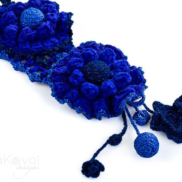 Royal Blue. Crocheted Flower Pins