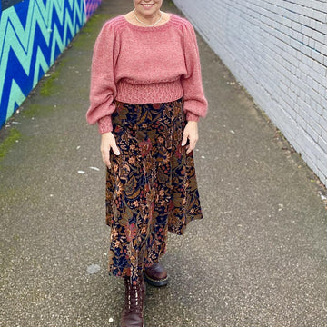 Smocked Saddle Shoulder Sweater