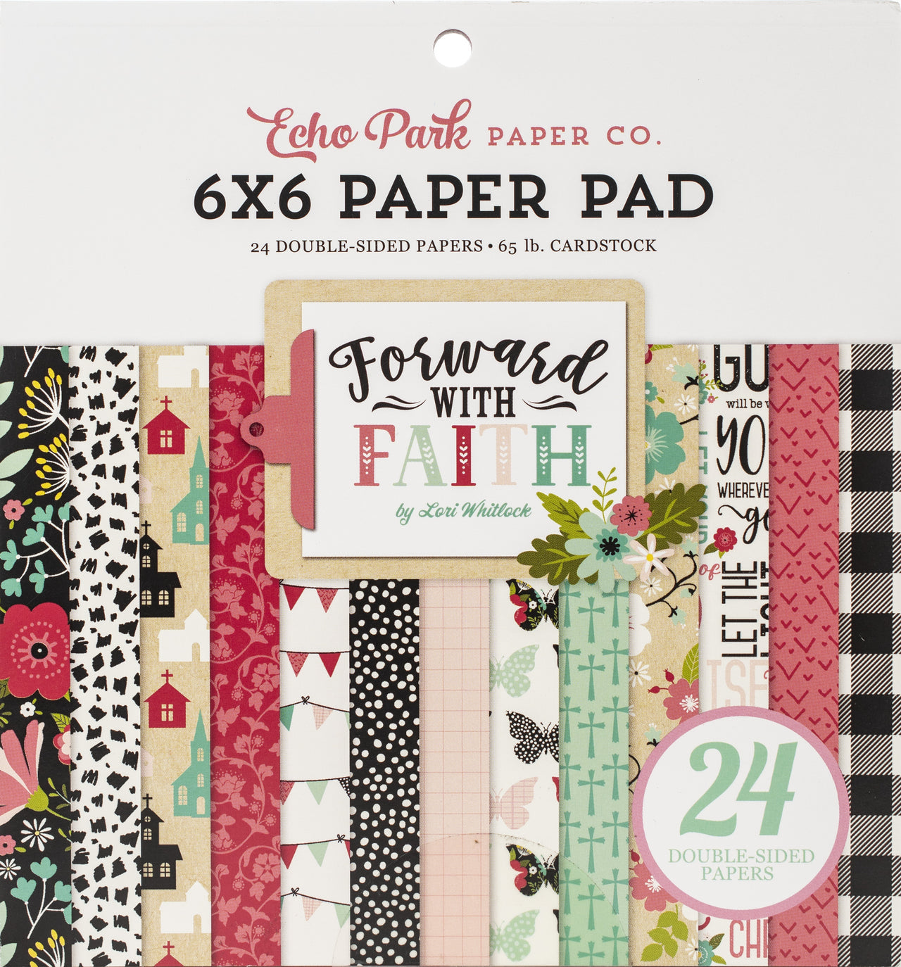 Echo Park Paper Echo Park Double-Sided Paper Pad 6"X6" 24/Pkg - Forward With Faith, 12 Designs/2 Each