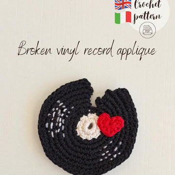 Broken Vinyl Record Crochet Pattern PDF, Split Record Applique,