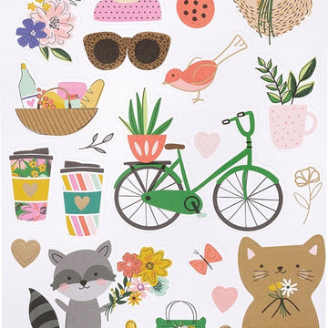 American Crafts Jen Hadfield Hey, Hello Cardstock Stickers 6"X12" 78/Pkg - Icons W/Gold Foil Accents