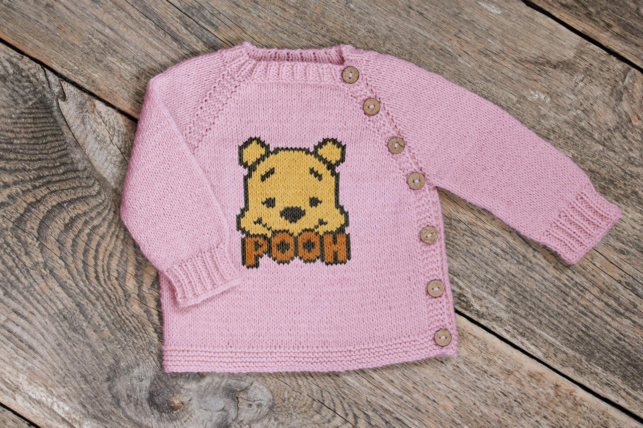 Knit kids sweater Knitting Pattern, Cute Winnie the Pooh