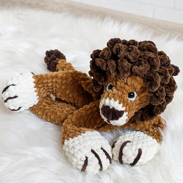 Crochet snuggler pattern, crochet lion baby lovey blanket pattern