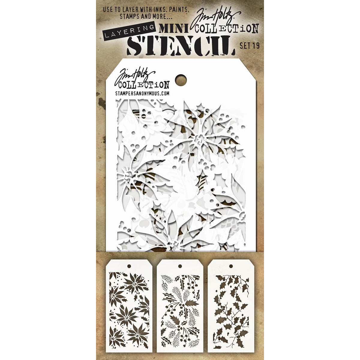 Stampers Anonymous Tim Holtz Mini Layered Stencil Set 3/Pkg - Set #19