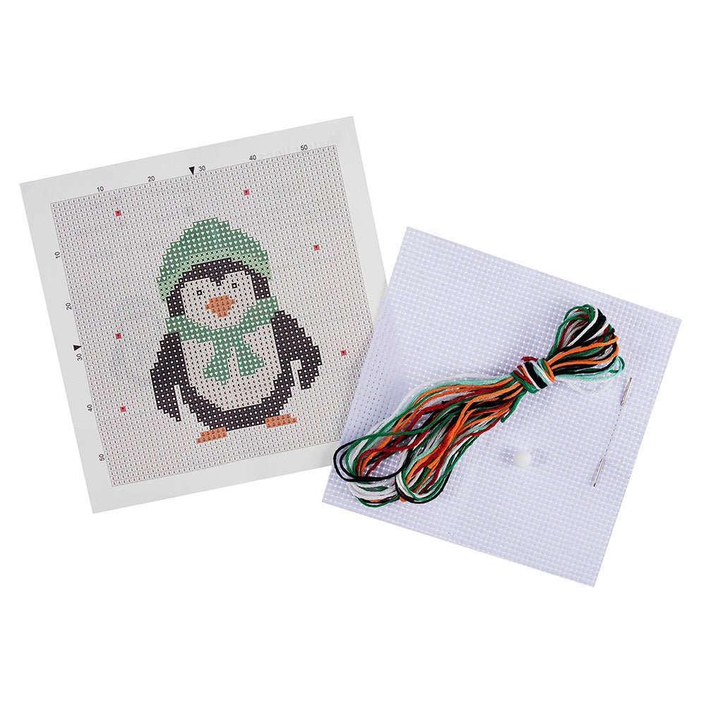 Trimits Mini Counted Cross Stitch Kit: Penguin Cross Stitch Kit - 13 x 13cm