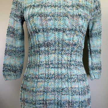 Cabled Sweater with Split Lower Back