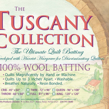 Hobbs Batting Tuscany 100% Washable Wool 72in x 96in Twin