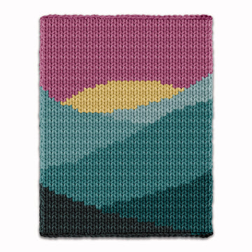 Mountain Sunrise Sunset Knit Blanket
