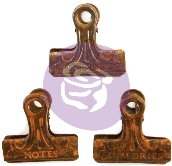 Prima Marketing Prima Art Daily Planner Metal Binder Clips 3/Pkg - Rusty
