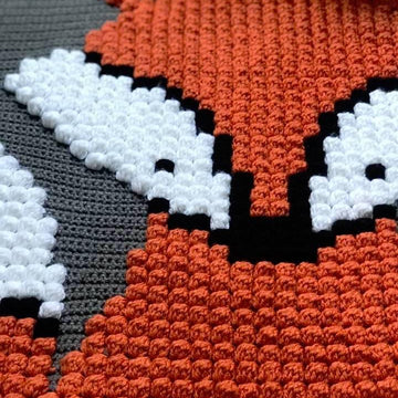 Baby Fox Bobble Stitch Blanket US terminology by Melu Crochet