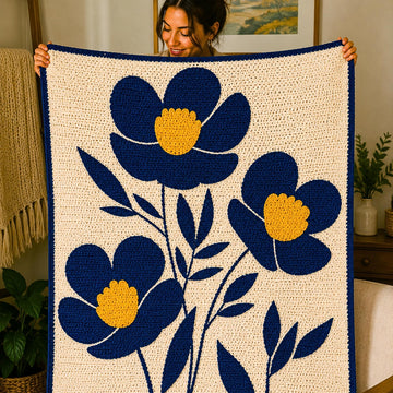 Midnight Bloom Crochet Baby Blanket