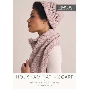 Holkham Hat + Scarf in Mode at Rowan Merino Soft - Downloadable PDF