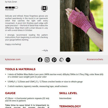 Polina crochet lace fingerless mittens