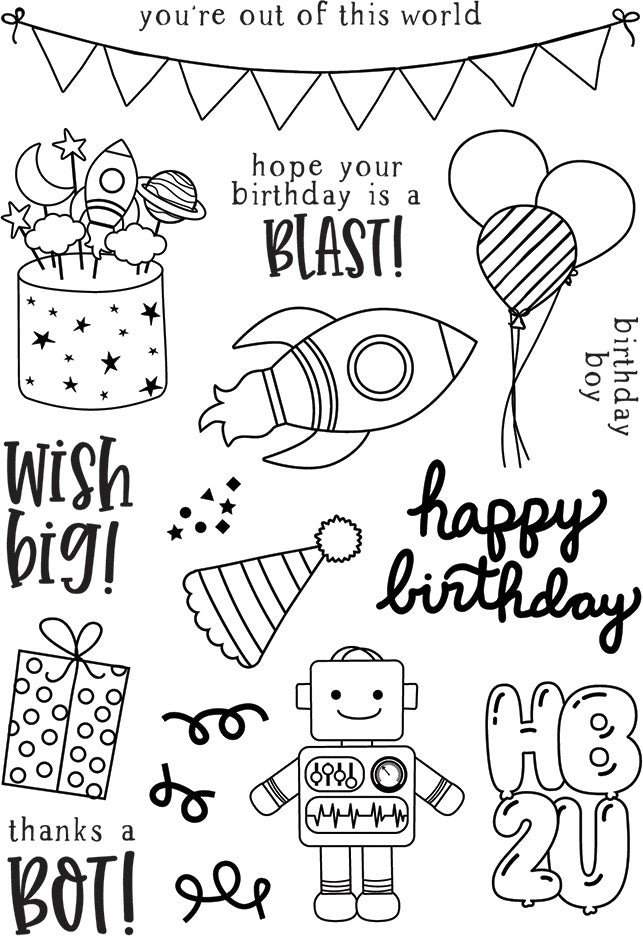 Simple Stories Birthday Blast Photopolymer Clear Stamps - 619970