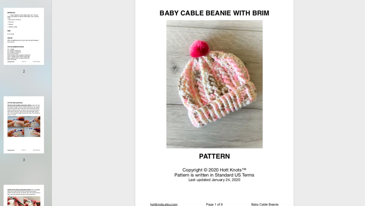 Baby Cable Beanie with Brim