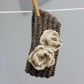 Mock Cable Flower Headband, Ear Warmers