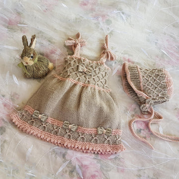 Little Bo-Peep Baby Dress, Bonnet and bootie set (0 to 24 months)